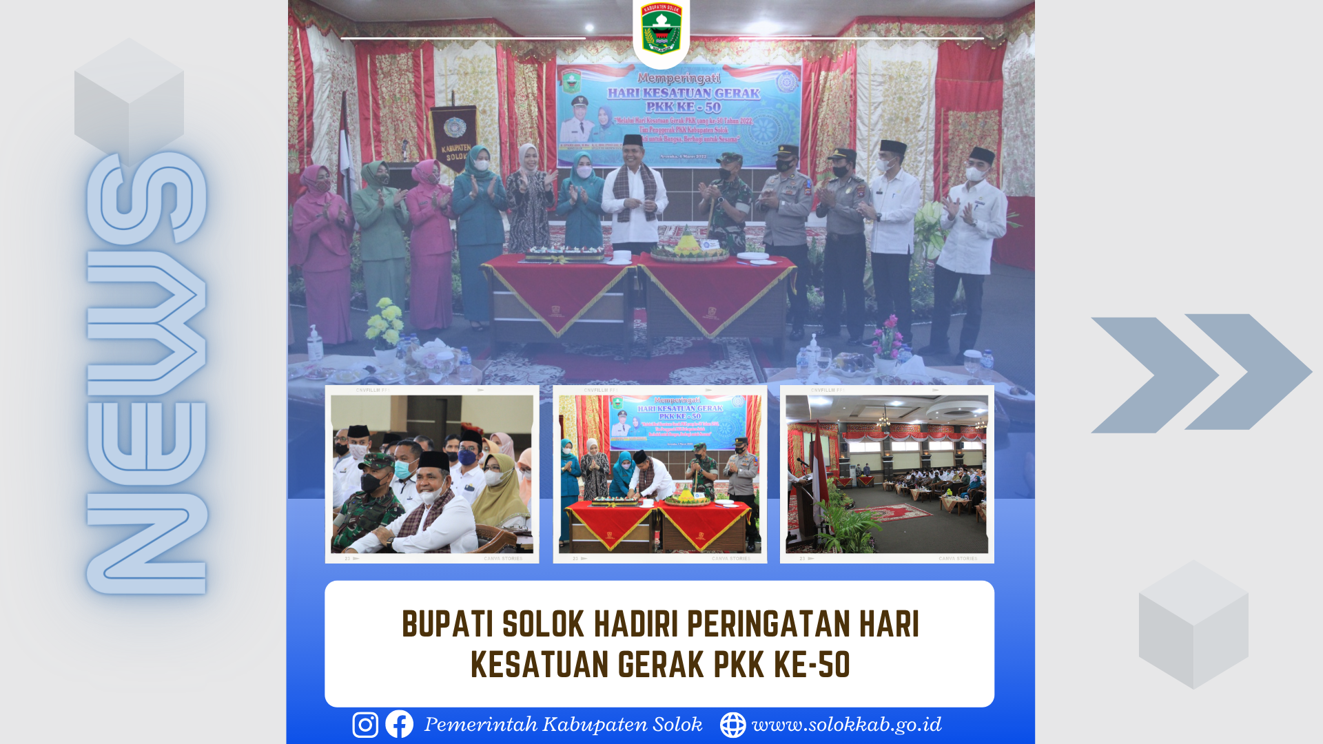 Bupati Solok Hadiri Peringatan Hari Kesatuan Gerak (HKG) PKK Ke-50