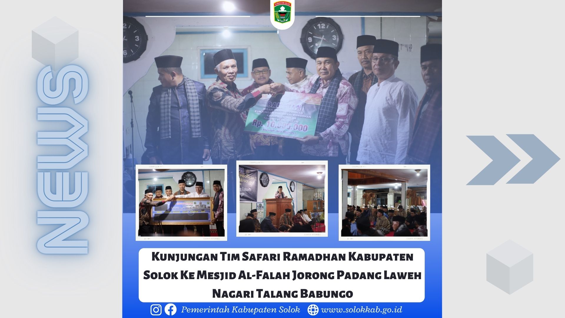 Kunjungan Tim Safari Ramadhan Kabupaten Solok Ke Mesjid Al-Falah Jorong Padang Laweh Nagari Talang Babungo