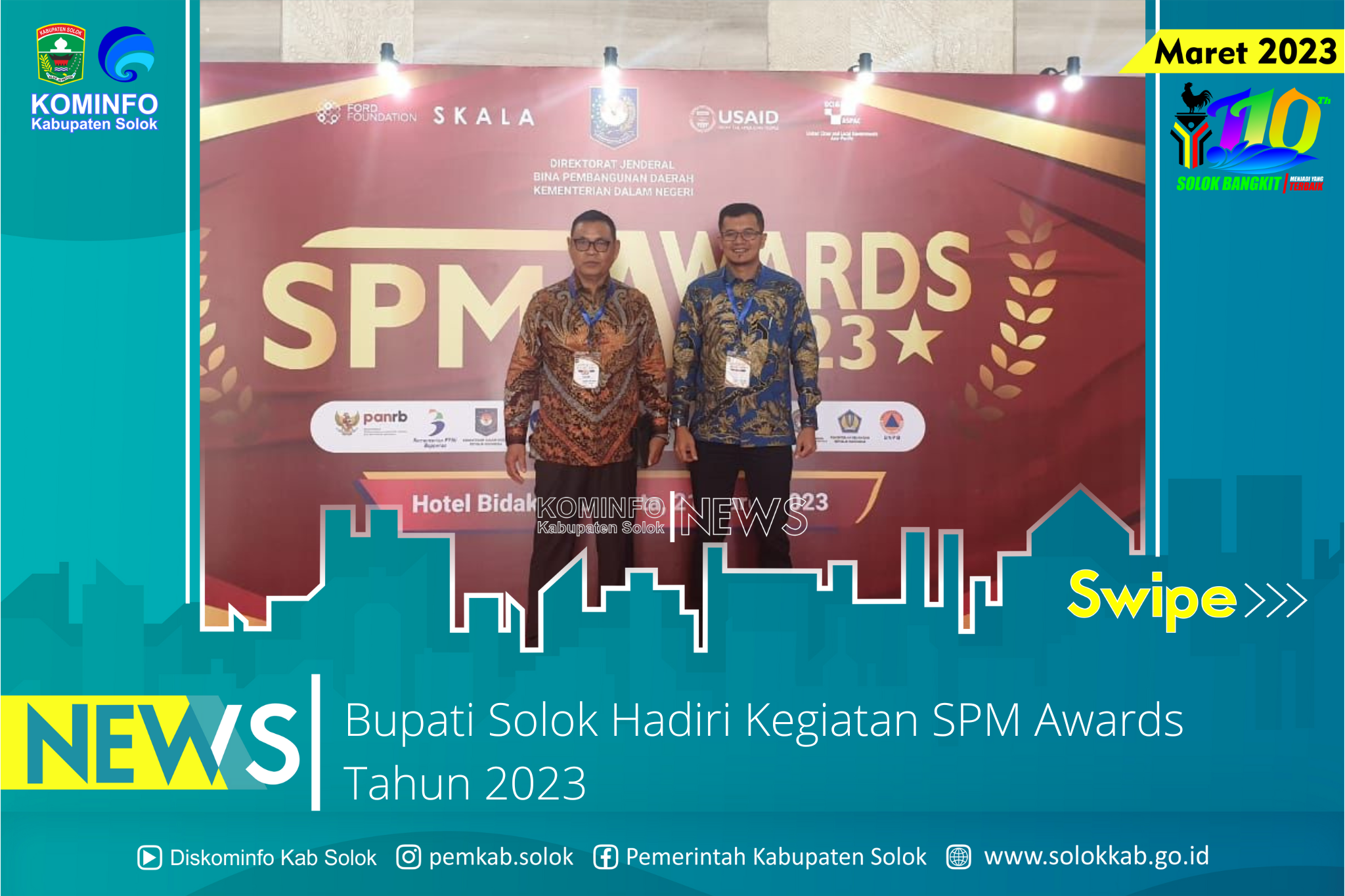 Bupati Solok Hadiri Kegiatan SPM Awards Tahun 2023