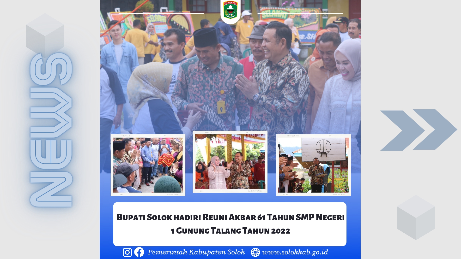 Bupati Solok Hadiri Reuni Akbar 61 Tahun SMP Negeri 1 Gunung Talang Tahun 2022