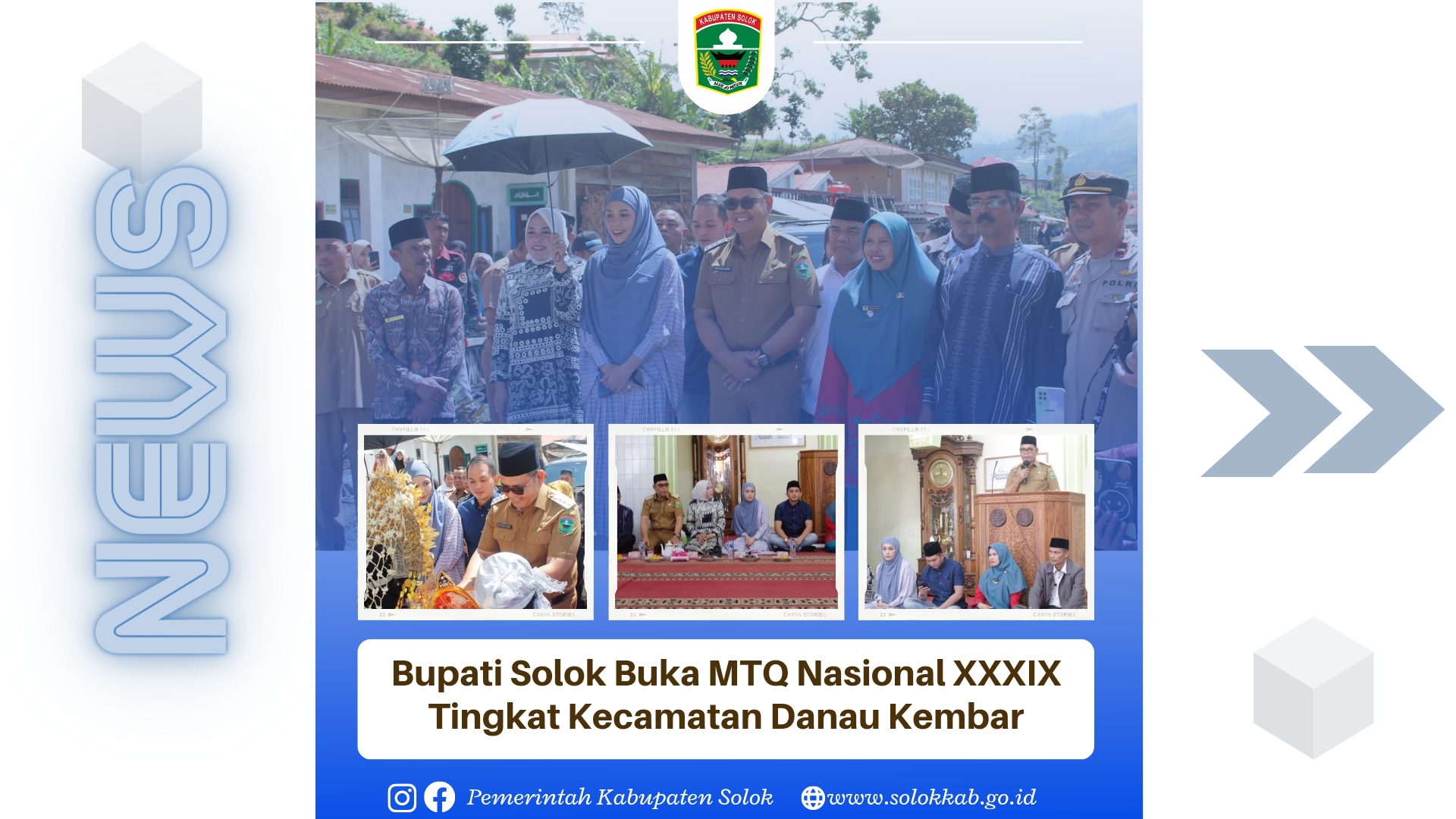 Bupati Solok Epyardi Asda Buka Secara Resmi MTQ Nasional XXXIX Tingkat Kecamatan Danau Kembar.