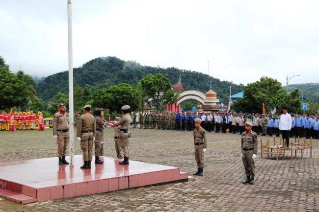 Atraksi Simulasi Penanganan Demonstrasi Pemilu 2019 Warnai Peringatan HUT Satpol PP, Damkar dan Satl