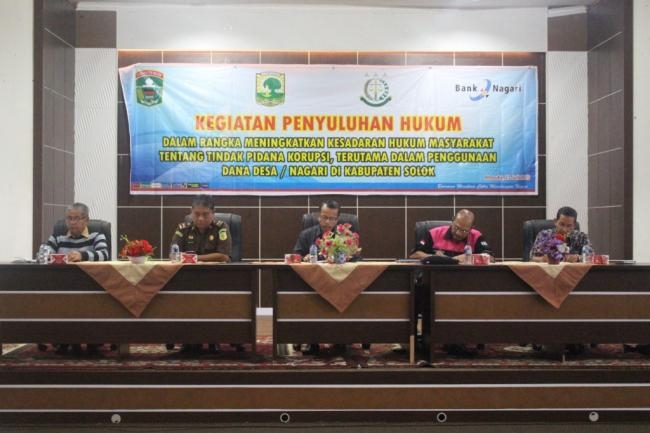 Pemda Kabupaten Solok adakan Penyuluhan Hukum Tentang Tindak Pidana Korupsi dalam Penggunaan Dana De