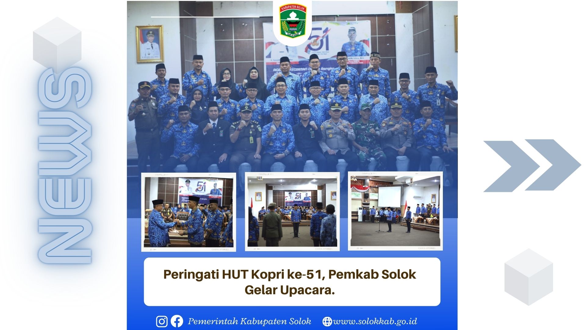 Peringati HUT Kopri ke-51, Pemkab Solok Gelar Upacara.
