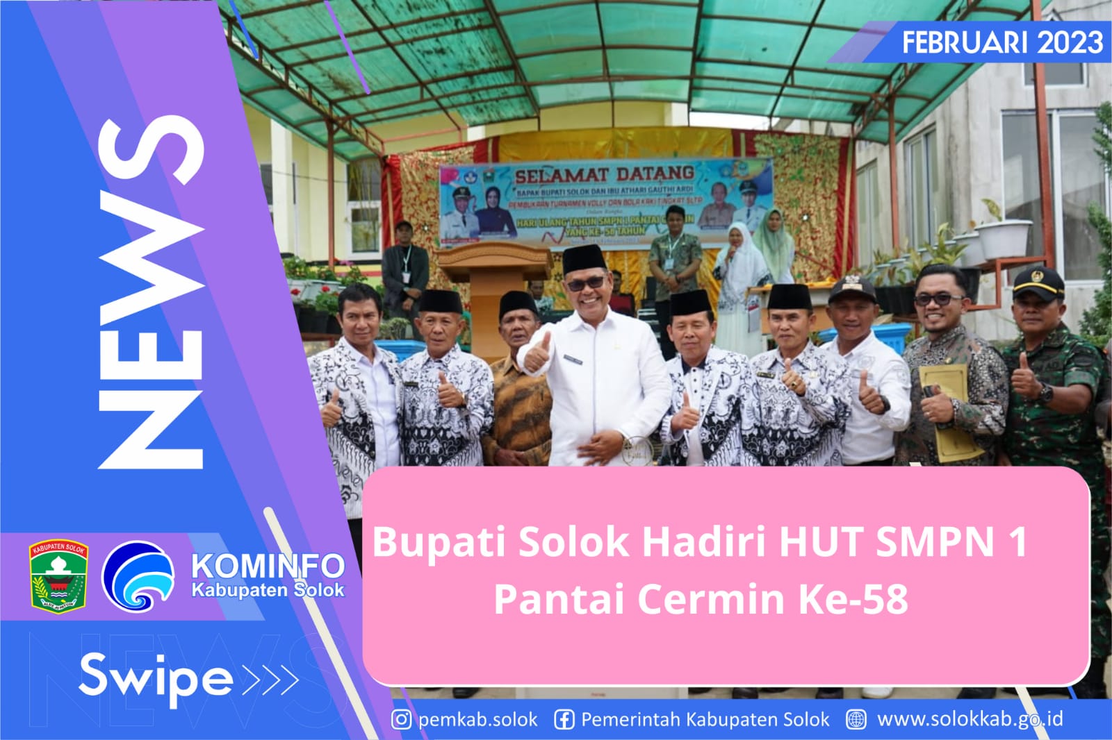 Bupati Solok Hadiri HUT SMPN 1 Pantai Cermin yang ke-58