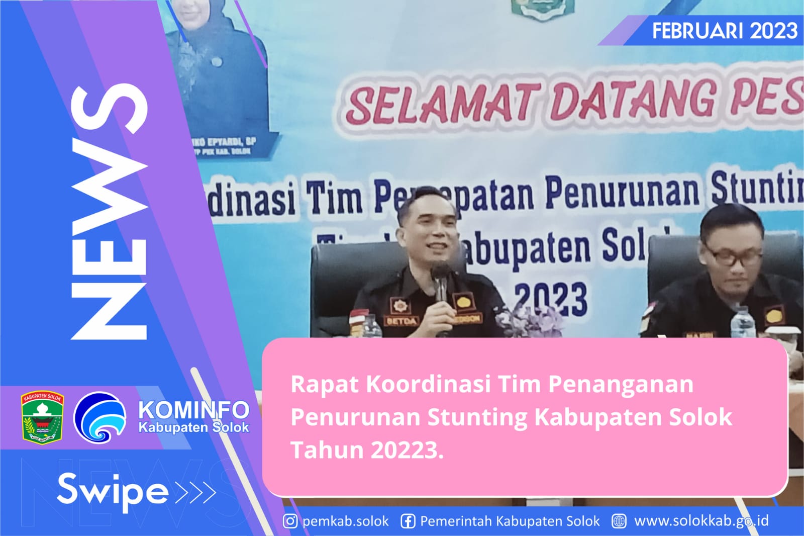 Kepala BKKBN Perwakilan Provinsi Sumatera Barat, Fatmawati Apresiasi Penurunan Stunting Di Kabupaten Solok Tahun 2022.