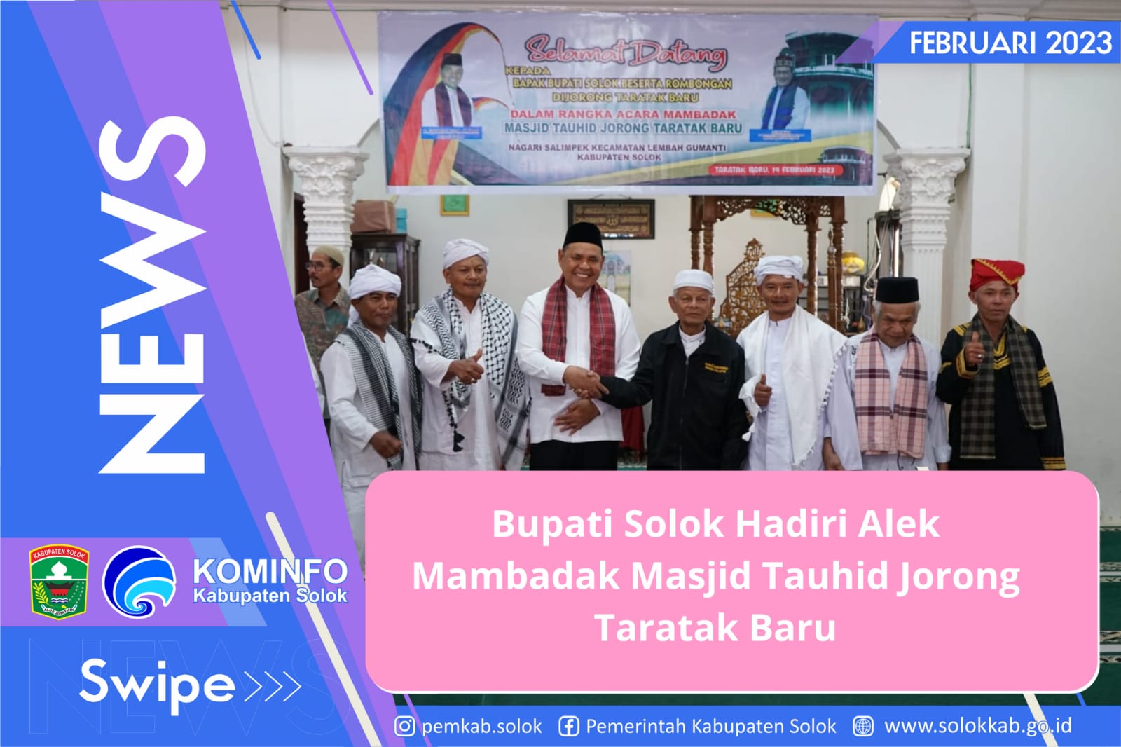 Bupati Solok Epyardi Asda Hadiri Alek Bambadak Masjid Tauhid Jorong Taratak Baru. 