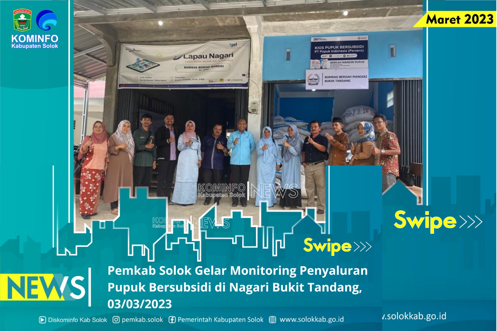 Pemkab Solok Gelar Monitoring Penyaluran Pupuk Bersubsidi di Nagari Bukit Tandang Kecamatan Bukit Sundi. 