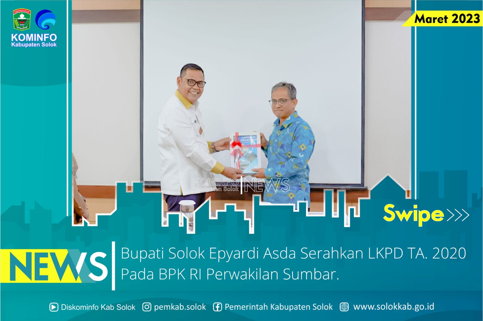 Bupati Solok Serahkan LKPD TA. 2022 Pada BPK RI Perwakilan Sumbar 