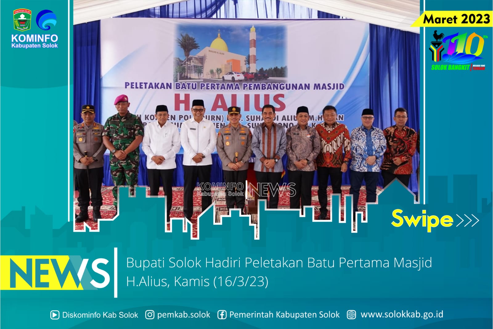 Bupati Solok Epyardi Asda  Hadiri Peletakan Batu Pertama Masjid H. Alius 