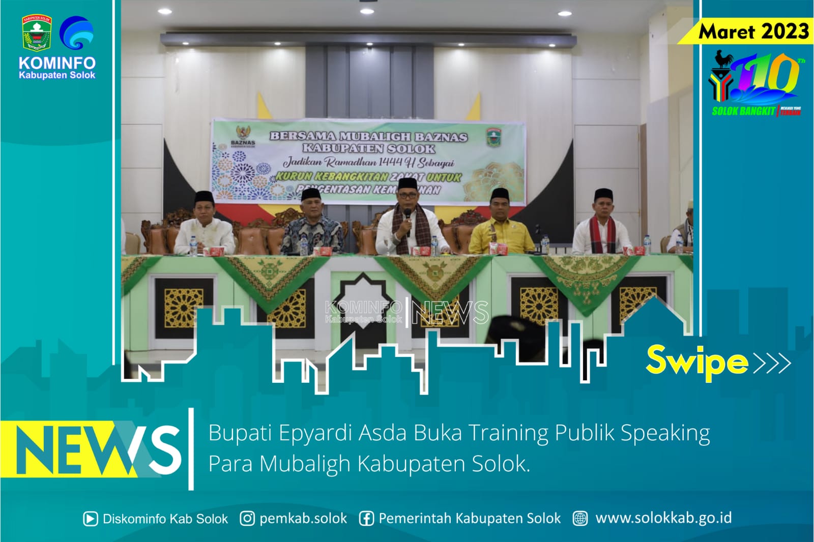 Bupati Apyardi Asda Buka Training Publik Speaking Para Mubaligh Kabupaten Solok. 