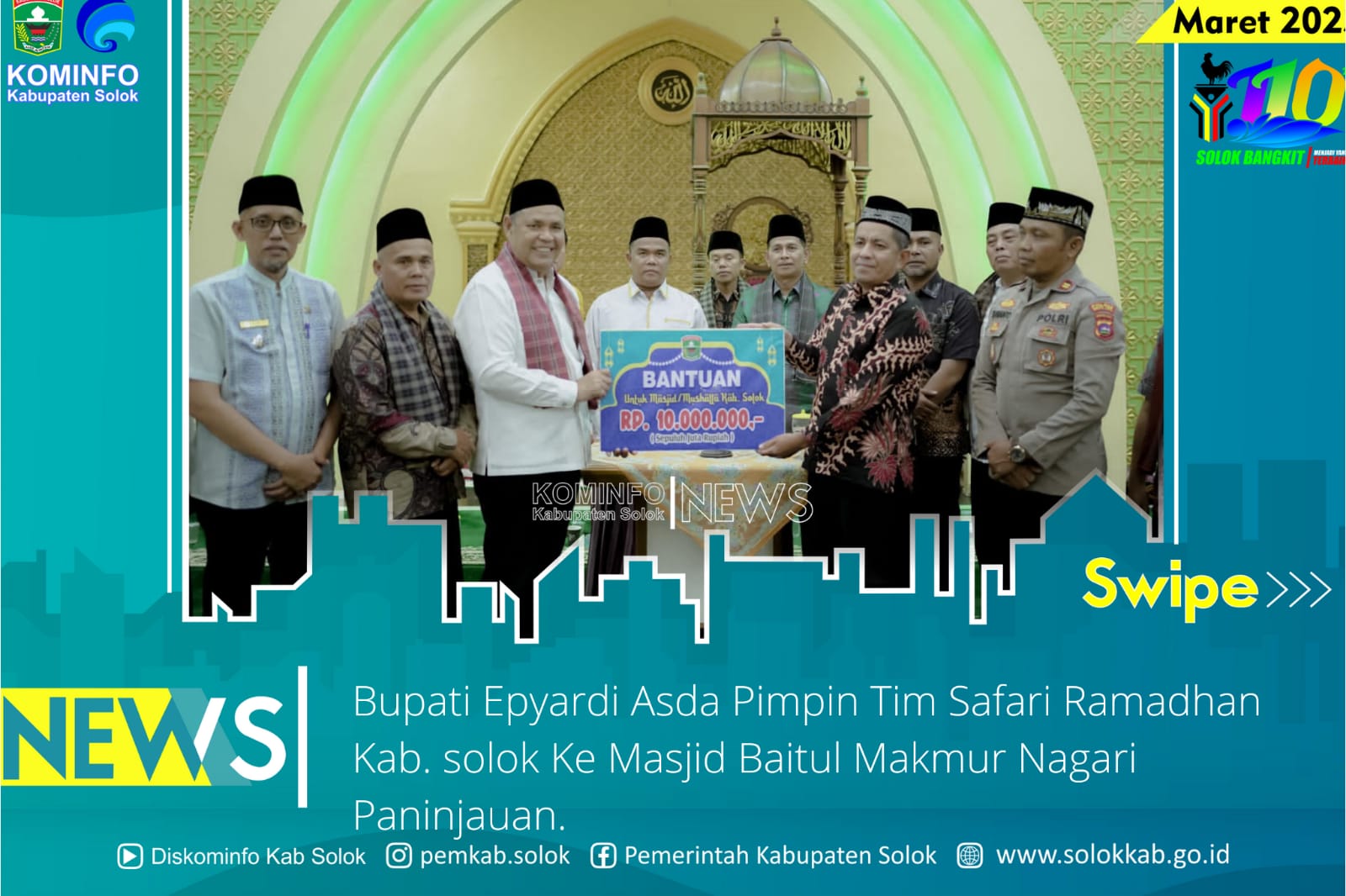  Bupati Epyardi Asda Pimpin Tim Safari Ramdhan Kabupaten Solok ke  asjid Baitul Makmur Nagari Paninjauan