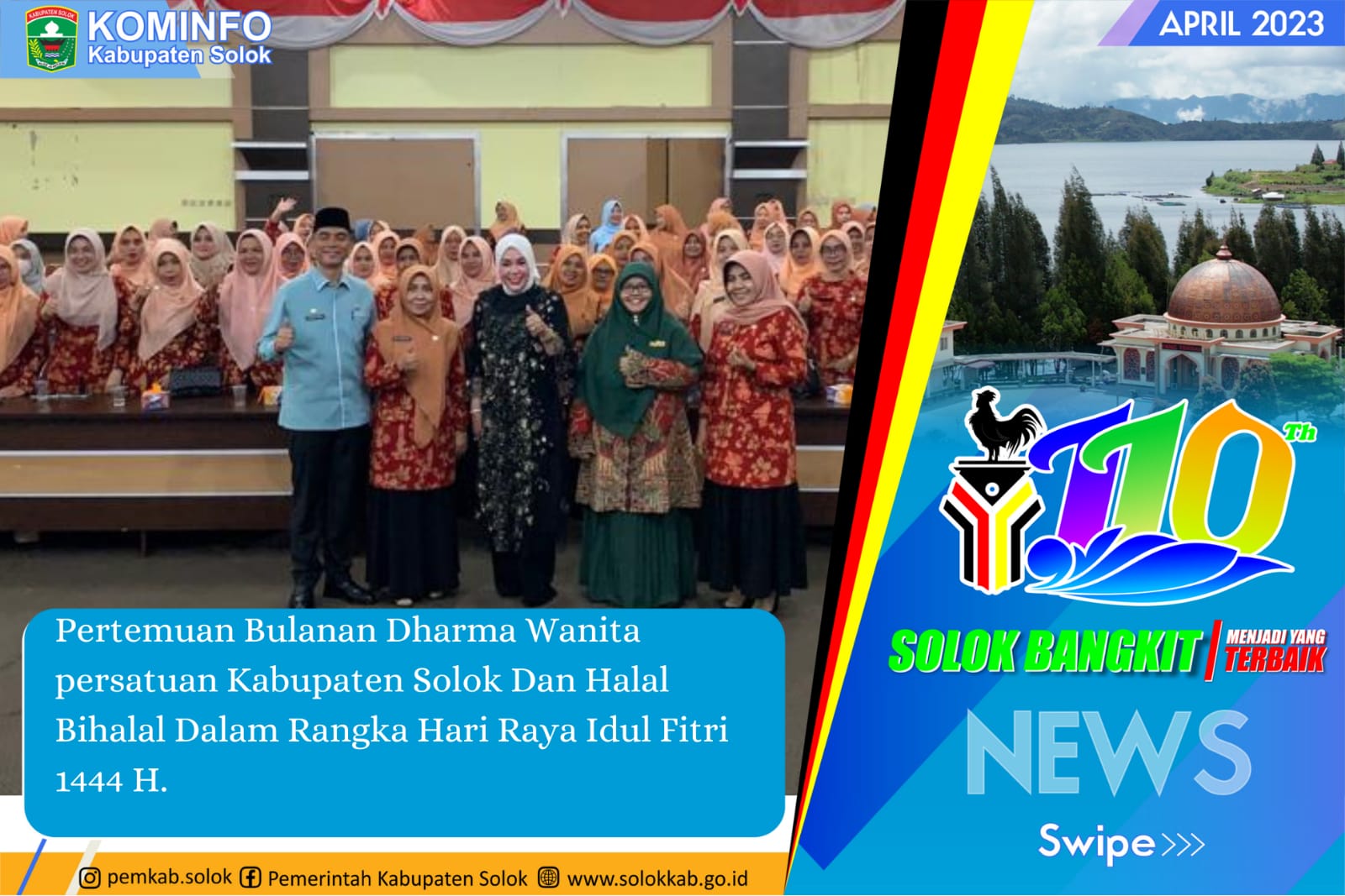 Pertemuan Bulanan Dharma Wanita Persatuan Kabupaten Solok Dan Halal Bihalal Dalam Rangka Hari Raya Idul Fitri 1444 H.