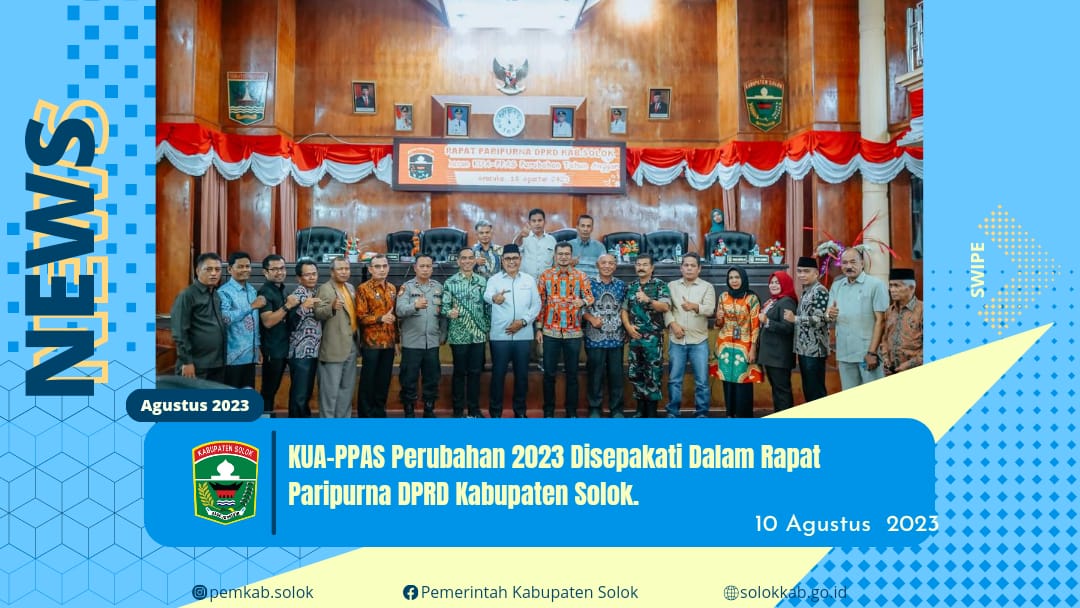 KUA-PPAS Perubahan 2023 Disepakati Dalam Rapat Paripurna DPRD Kabupaten Solok