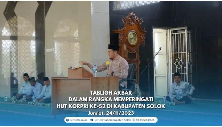 Tabligh Akbar Dalam Rangka Memperingati HUT Korpri Ke-52 di Kabupaten Solok