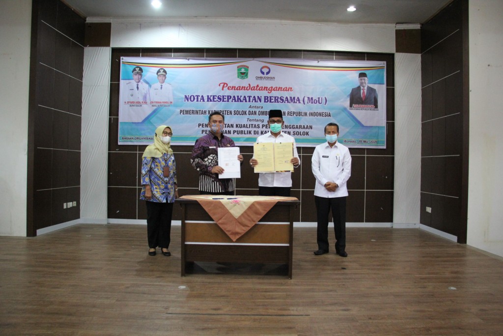 Tingkatkan Kualitas Pelayanan Publik,  Pemerintah Kabupaten Solok Lakukan MoU dengan Ombudsman RI