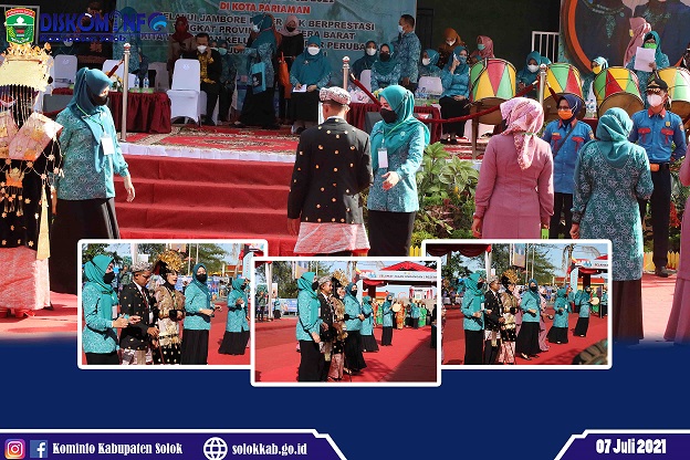 Meriah...Ketua TP-PKK Kabupaten Solok Turun Panggung Bergabung dalam Lomba Yel-Yel Jambore PKK ke XVII