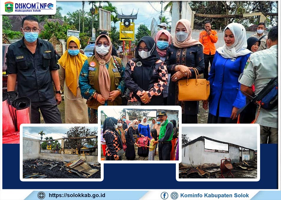 Gerak Cepat, Ketua TP-PKK Kabupaten Solok  Serahkan Bantuan Kebakaran di Nagari Sulit Air