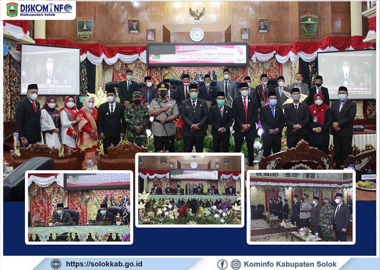 Bupati dan Wakil Bupati Solok Hadiri Rapat Paripurna DPRD Kabupaten Solok  Dalam Rangka Mendengarkan Pidato Kenegaraan Presiden RI secara Virtual