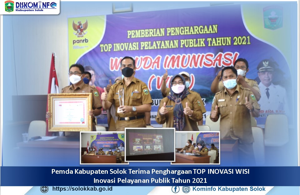 Pemda Kabupaten Solok Terima Penghargaan TOP INOVASI WISI  Inovasi Pelayanan Publik Tahun 2021