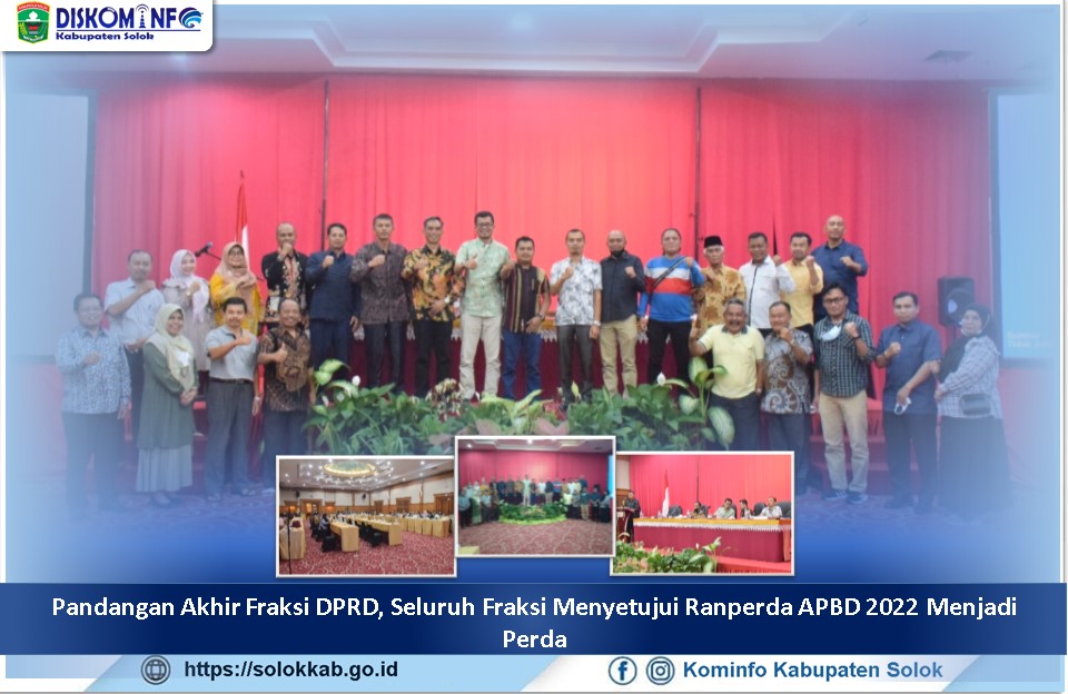 Pandangan Akhir Fraksi DPRD, Seluruh Fraksi Menyetujui Ranperda APBD 2022 Menjadi Perda