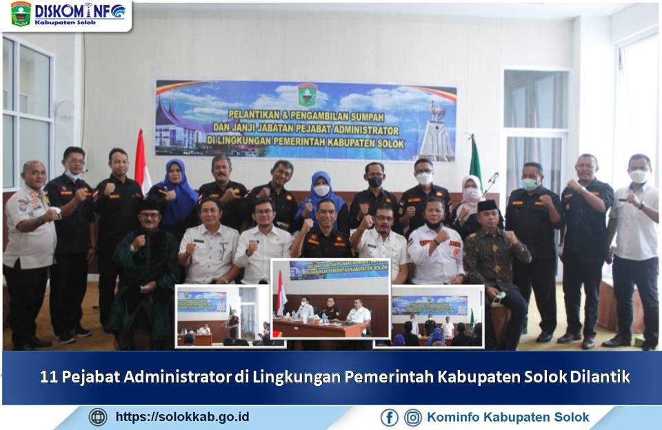 11 Pejabat Administrator di Lingkungan Pemerintah Kabupaten Solok Dilantik