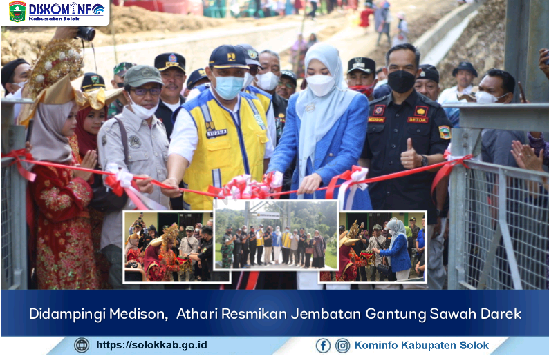 Didampingi Medison, Athari Resmikan Jembatan Gantung Sawah Darek