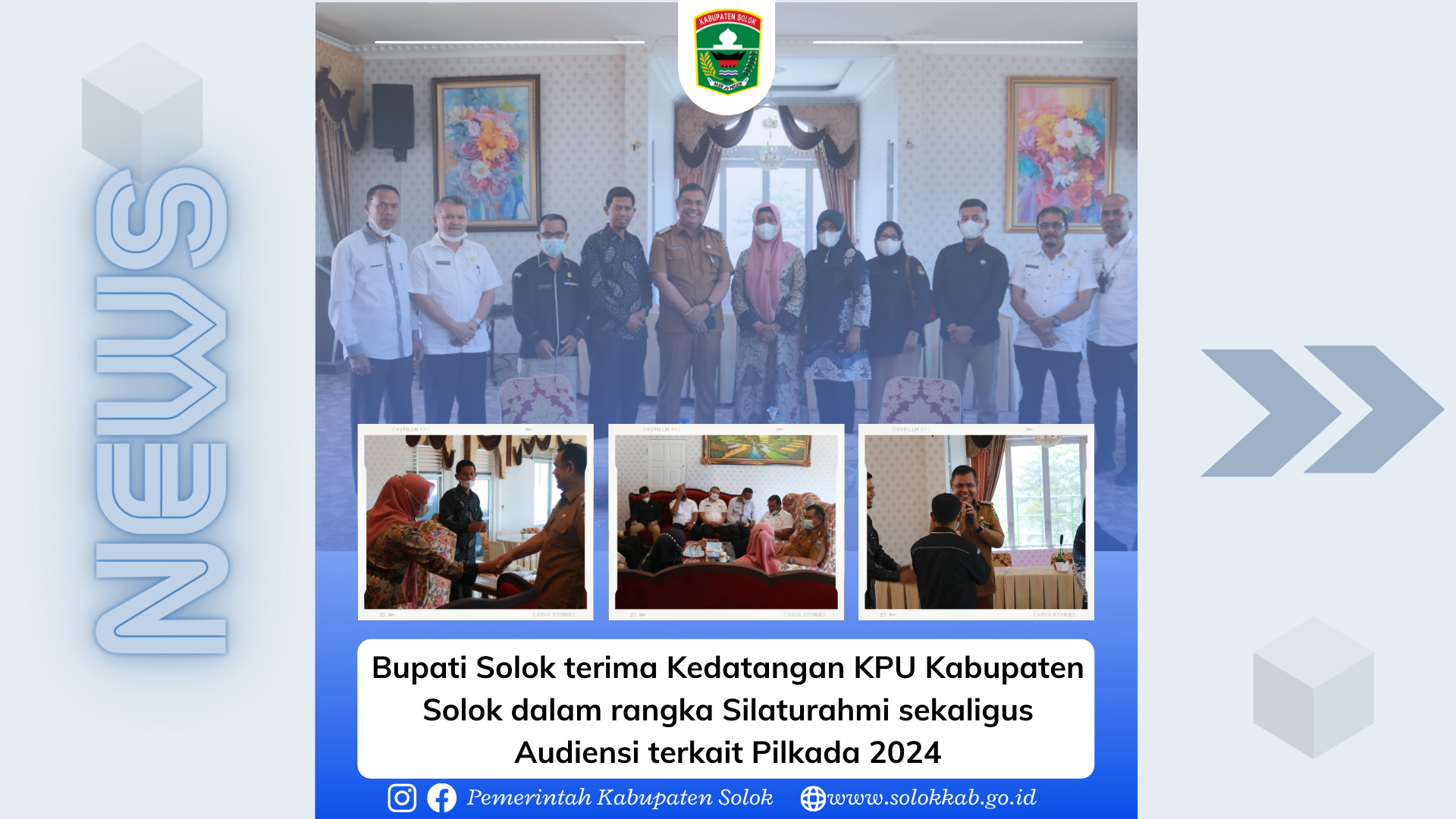 Bupati Solok terima Kedatangan KPU Kabupaten Solok dalam rangka Silaturahmi sekaligus Audiensi terkait Pilkada 2024