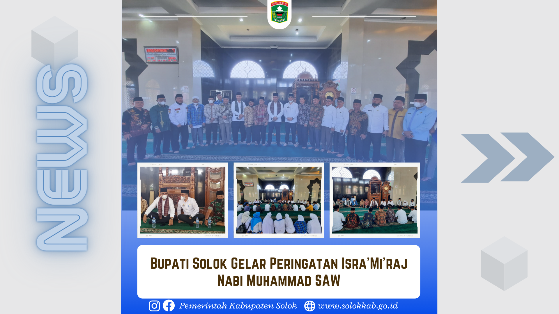 Bupati Solok Hadiri Peringatan Isra Mi’raj di Mesjid Agung Darussalam Islamic Center