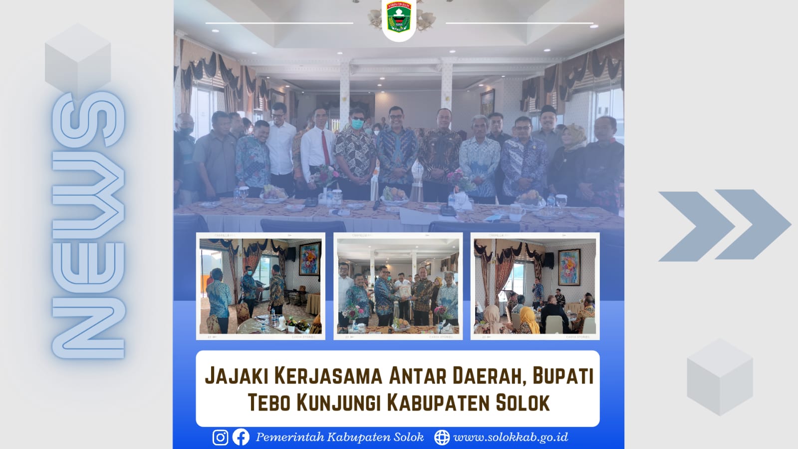 Jajaki Kerjasama Antar Daerah, Bupati Tebo Kunjungi Kabupaten Solok