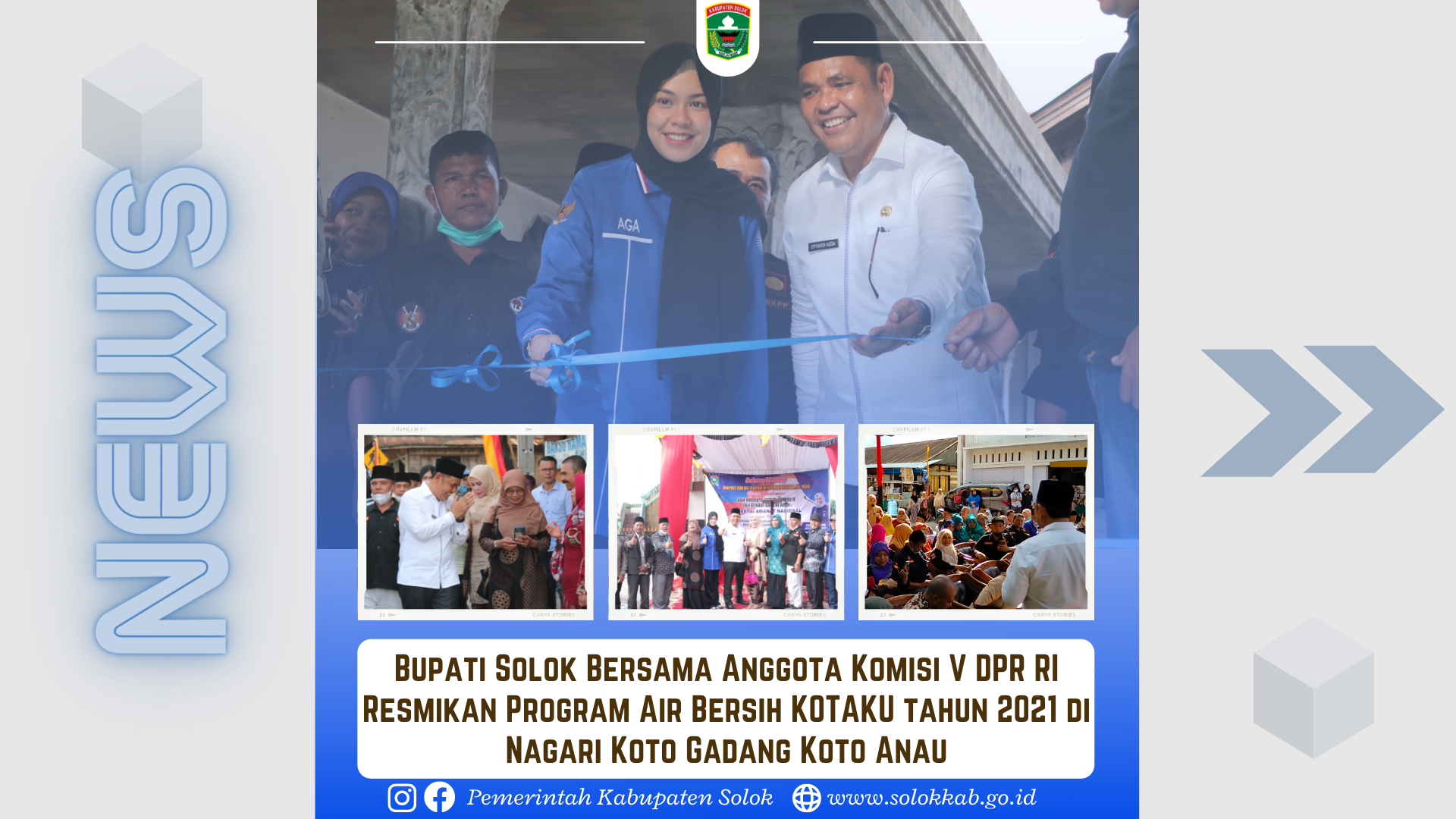 Bupati Solok Dampingi Anggota Komisi V DPR RI Resmikan Program Air Bersih KOTAKU  di Koto Gadang Koto Anau Lembang Jaya