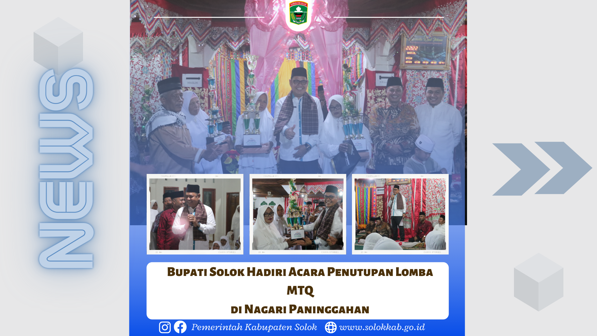 Bupati Solok Hadiri Acara Penutupan Lomba MTQ  di Nagari Paninggahan