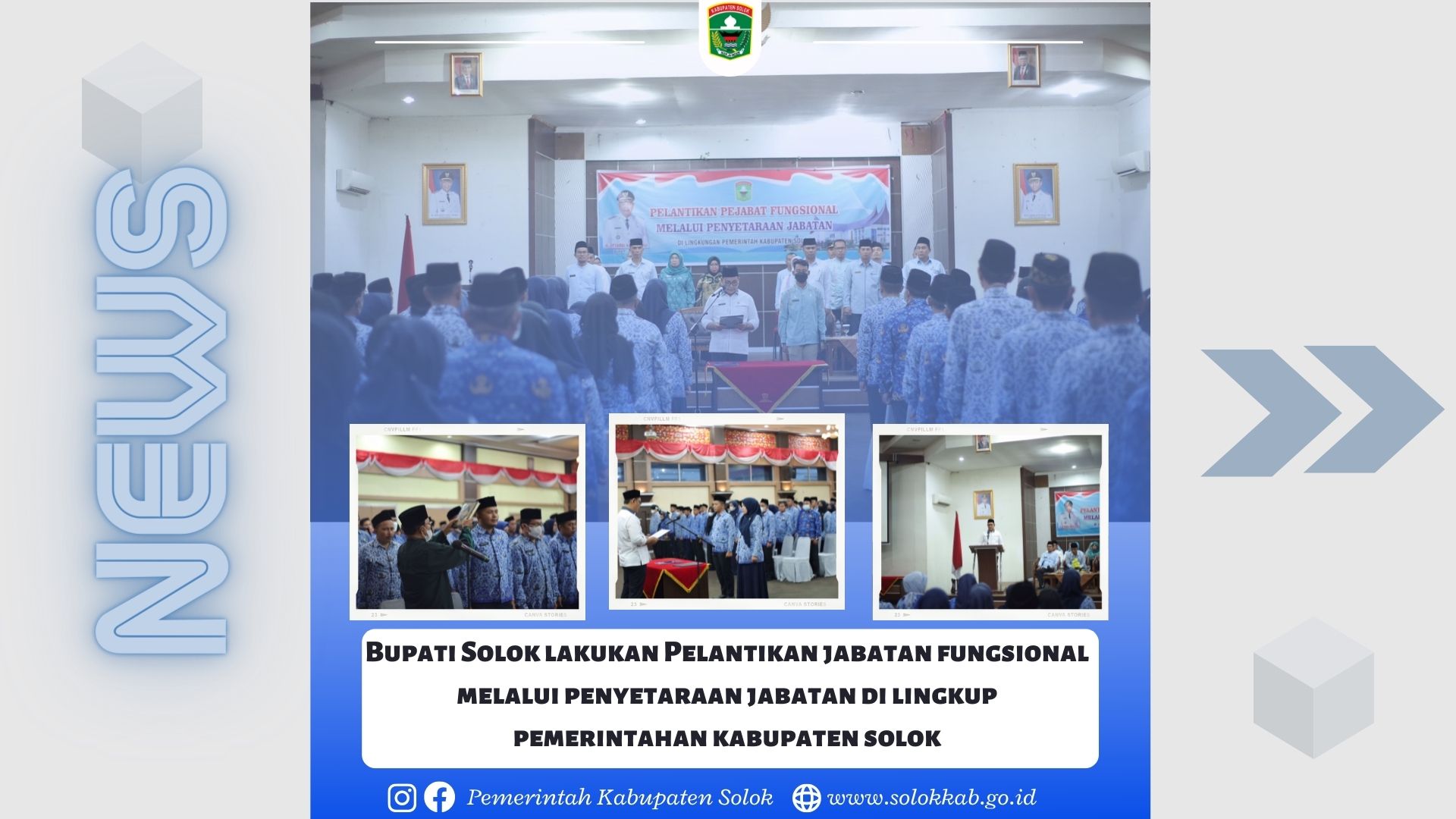 Bupati Solok lakukan Pelantikan jabatan fungsional melalui penyetaraan jabatan di lingkup pemerintahan kabupaten solok