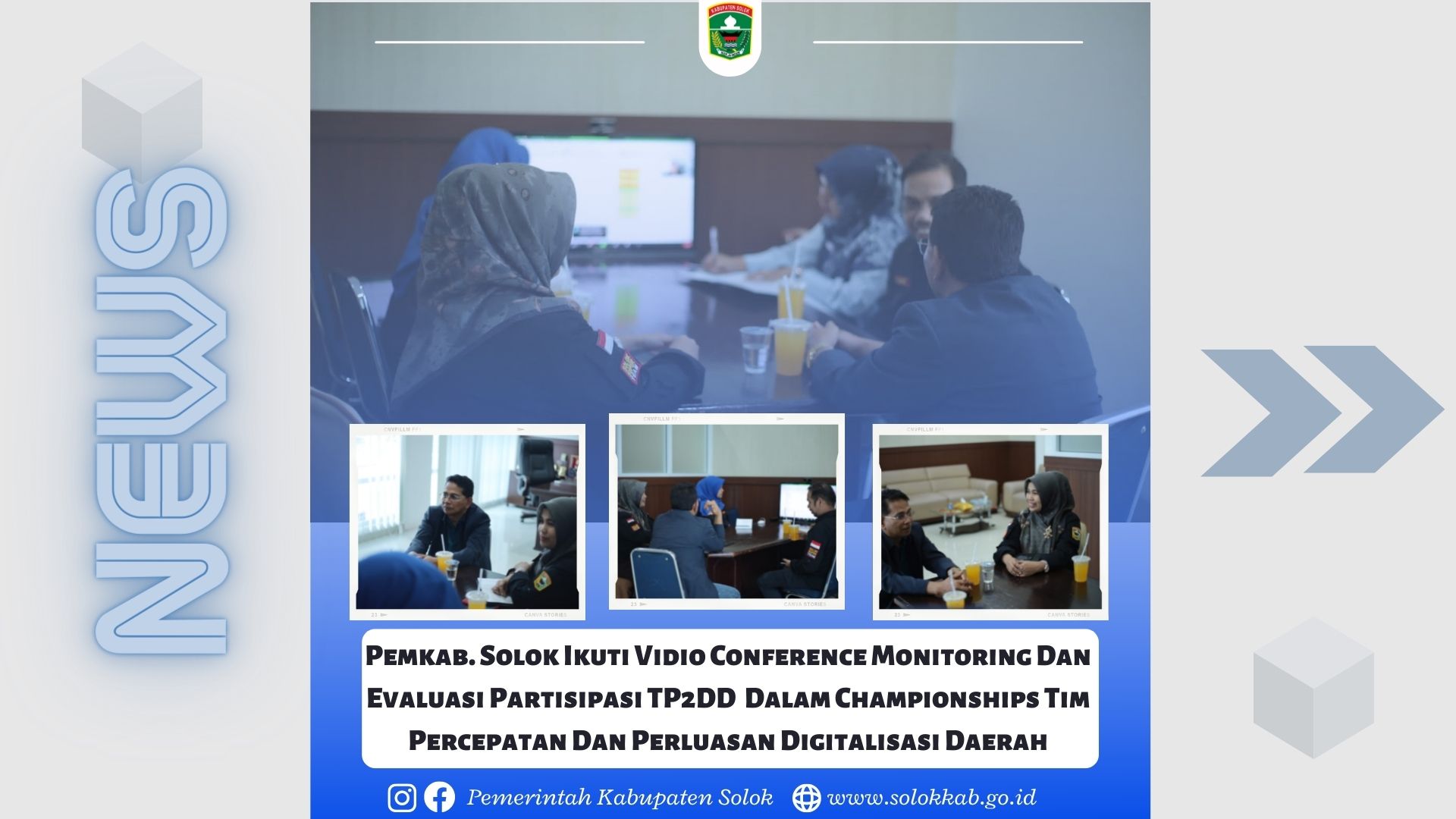 Pemkab. Solok Ikuti Vidio Conference Monitoring Dan Evaluasi Partisipasi TP2DD  Dalam Championships Tim Percepatan Dan Perluasan Digitalisasi Daerah