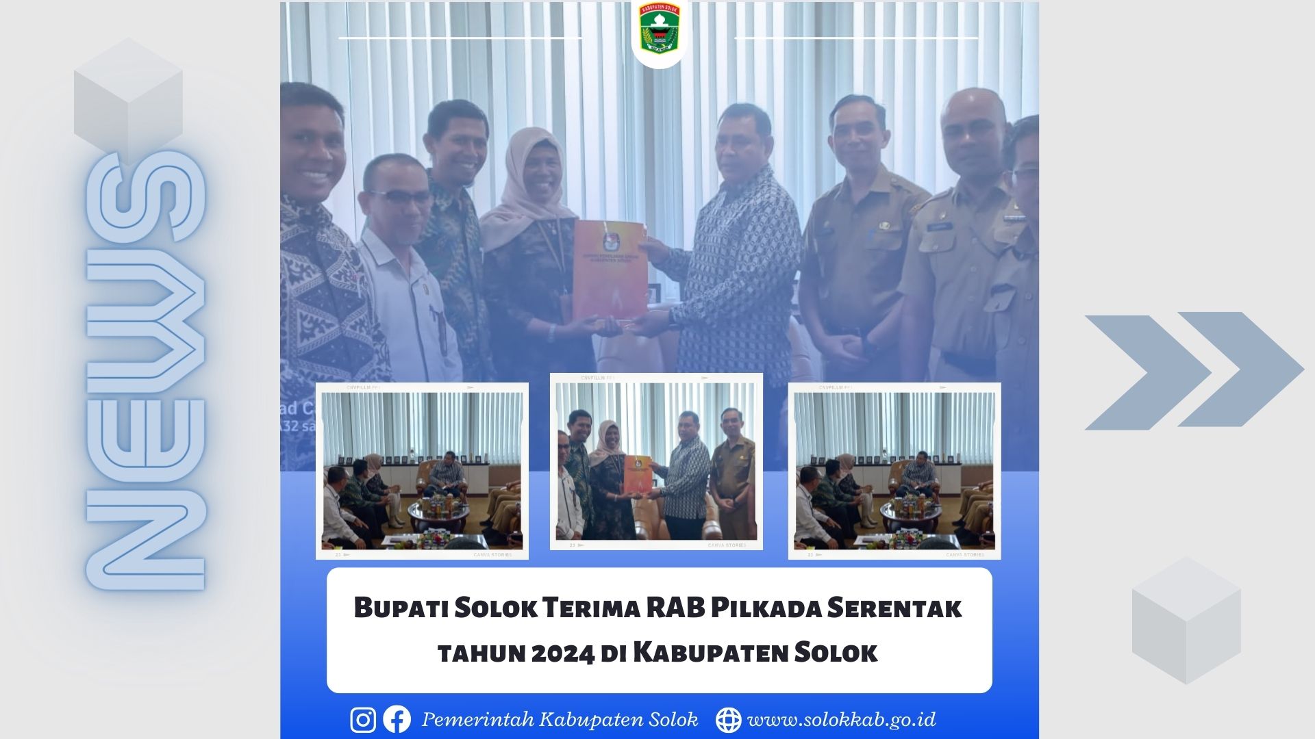 Bupati Solok Terima RAB Pilkada Serentak tahun 2024 di Kabupaten Solok