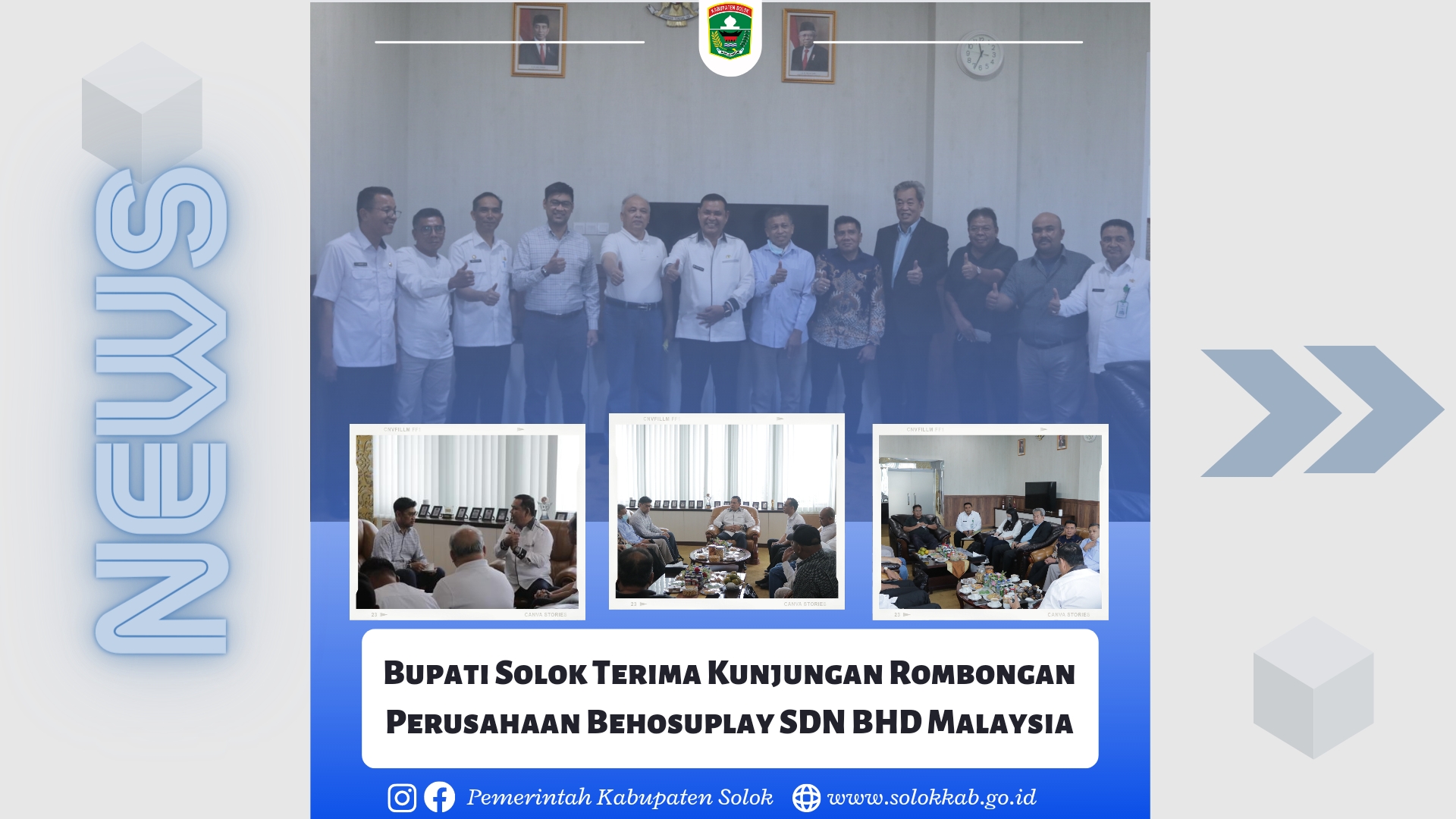 Bupati Solok Terima Kunjungan Rombongan Perusahaan Behosuplay SDN BHD Malaysia
