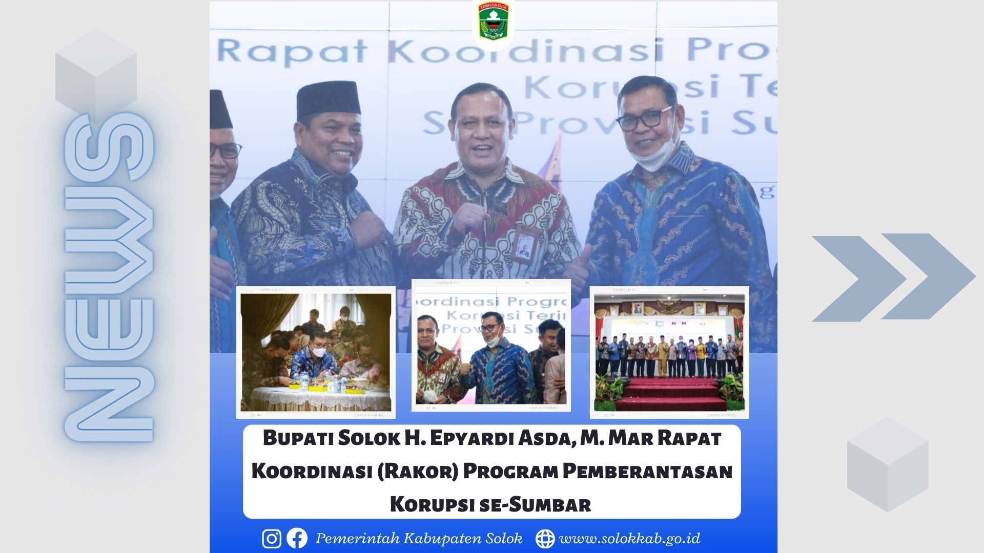 Bupati Solok H. Epyardi Asda, M. Mar Rapat Koordinasi (Rakor) Program Pemberantasan Korupsi se-Sumbar 