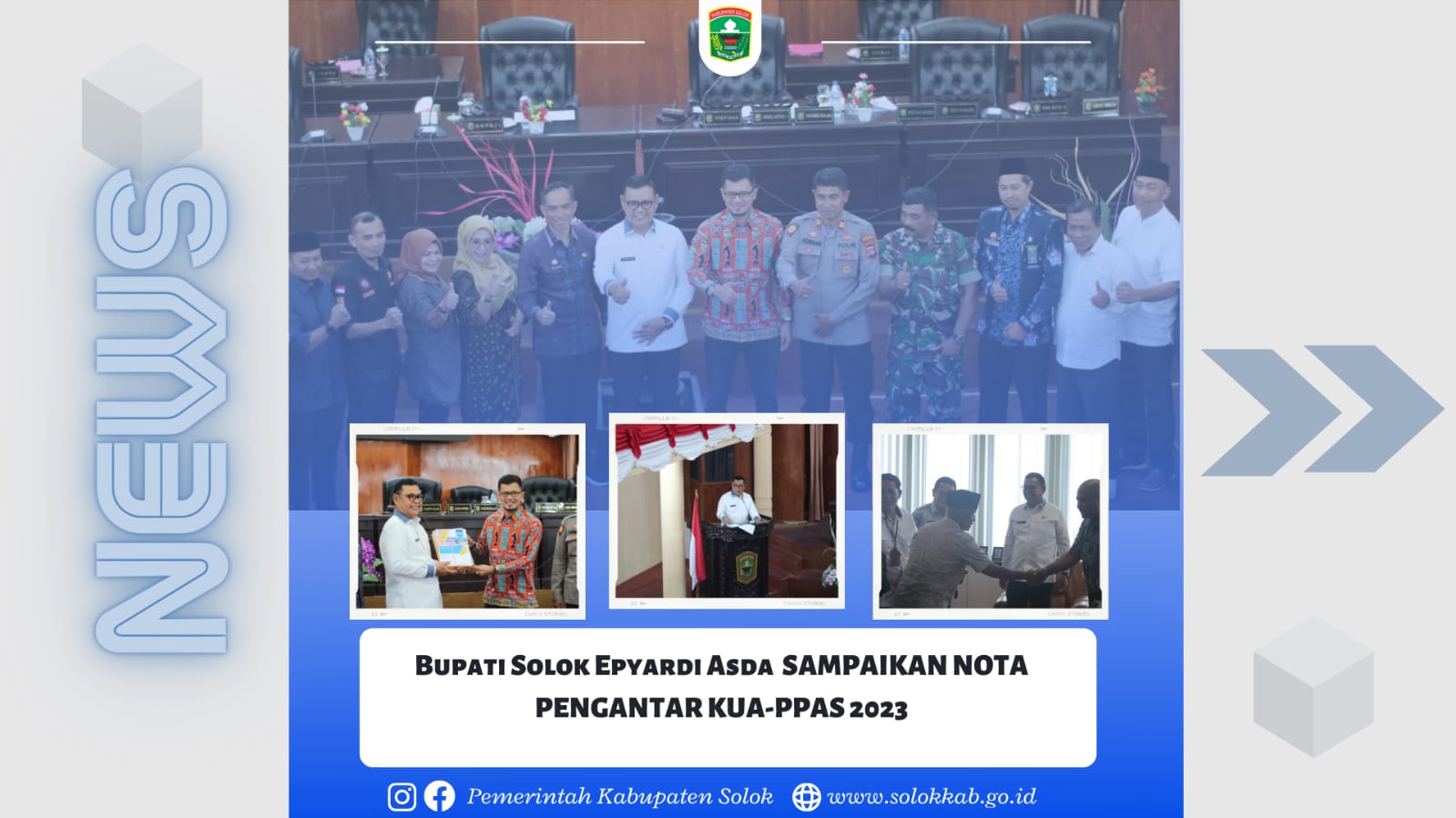 BUPATI SOLOK SAMPAIKAN NOTA PENGANTAR KUA-PPAS TAHUN 2023, PADA RAPAT PARIPURNA DPRD KABUPATEN SOLOK