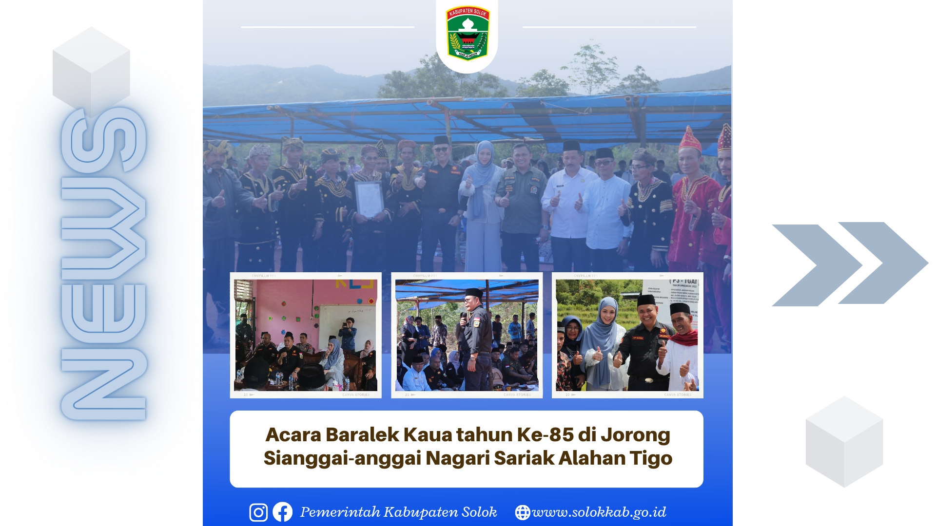 Hadiri Acara Baralek Kaua Tahun Ke-85 Di Jorong Sianggai-anggai Nagari Sariak Alahan Tigo, Bupati Epyardi Asda disambut meriah oleh masyarakat. 