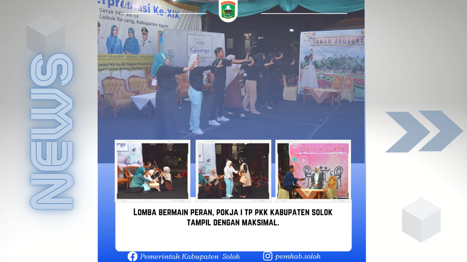Lomba Bermain Peran, Pokja I TP PKK Kabupaten Solok Tampil Dengan Maksimal