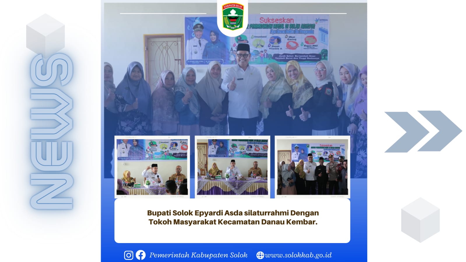 Bupati Solok Epyardi Asda silaturrahmi Dengan Tokoh Masyarakat Kecamatan Danau Kembar. 