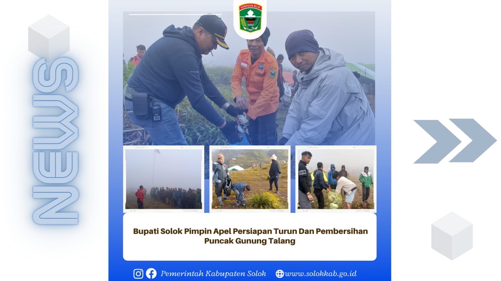 Bupati Solok Pimpin Apel Pagi Persiapan Turun Dan Pembersihan Puncak Gunung Talang.