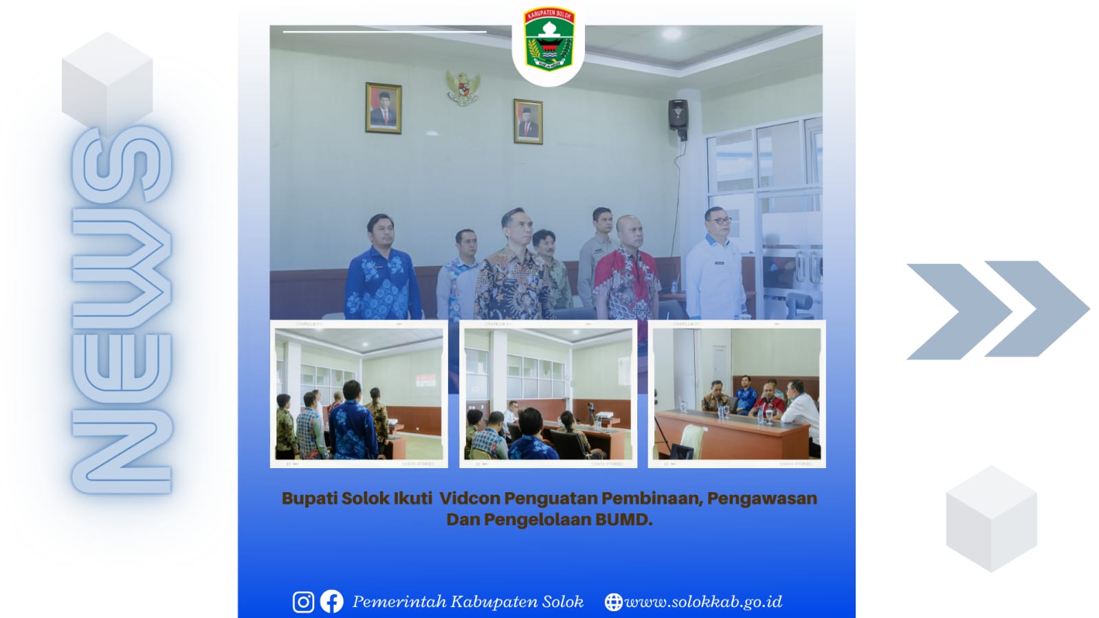 Bupati Solok Ikuti Vidcon Rakornas Penguatan Pembinaan, Pengawasan Dan Pengelolaan BUMD. 