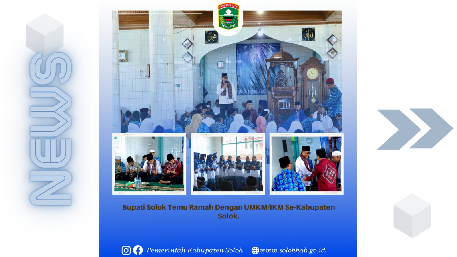 Bupati Solok Hadiri Pertemuan Bulanan dan Tausiyah Agama BKMT Kab. Solok.