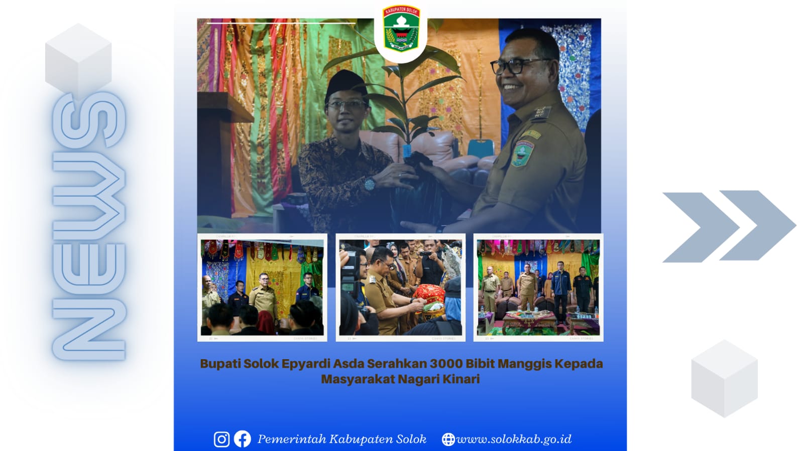 Bupati Solok Epyardi Asda Serahkan 3000 Bibit Manggis kapada Masyarakat Nagari  Kinari 
