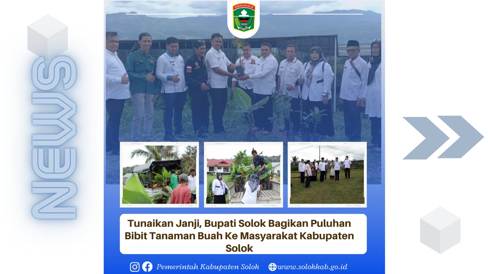 Tunaikan Janji, Bupati Solok Bagikan Puluhan Ribu Bibit Tanaman Buah ke Masyarakat Kabupaten Solok. 