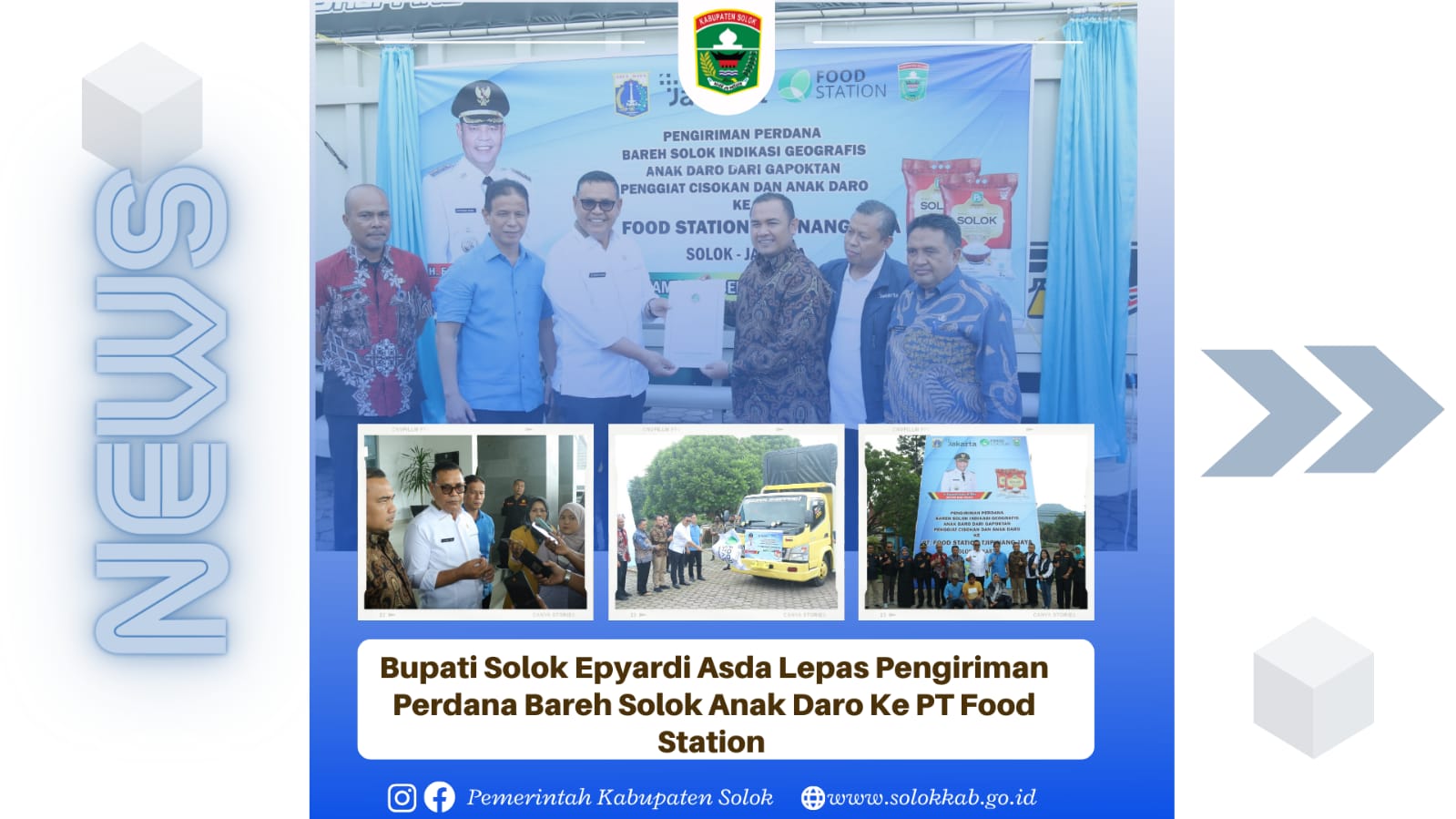 Bupati Solok Lepas pengiriman Perdana Bareh Solok Anak Daro ke TP FOOD Station 