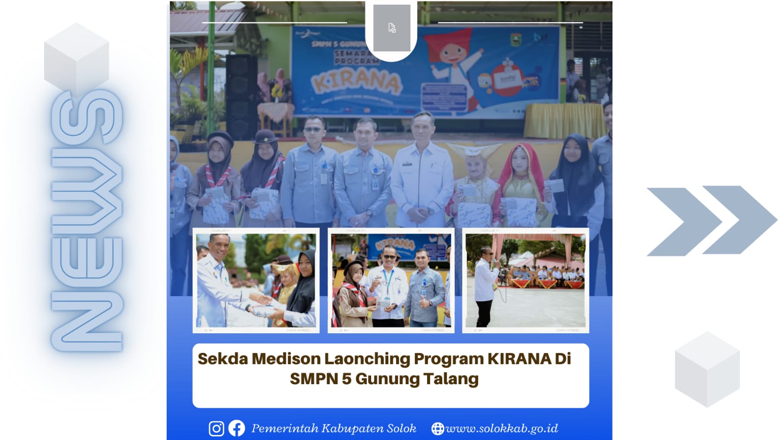 Sekda Medison Laounching Program KIRANA di SMPN 5 Gunung Talang. 