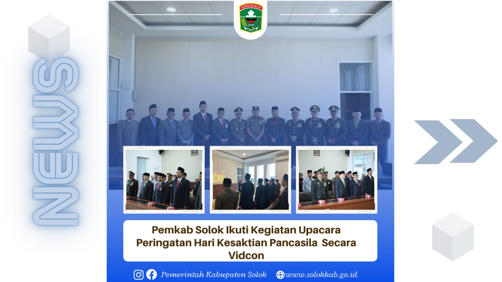 Pemkab Solok Ikuti kegiatan Upacara Peringatan Hari Kesaktian Pancasila Secara Vidcon