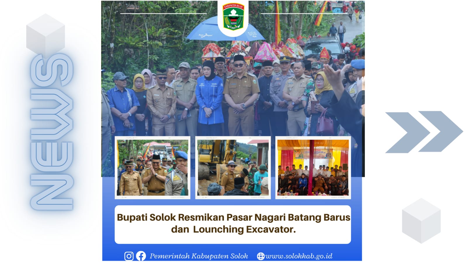 Bupati Solok Epyardi Asda resmikan Pasar Nagari Batang Barus dan Launching Excavator di Nagari Batang Barus.